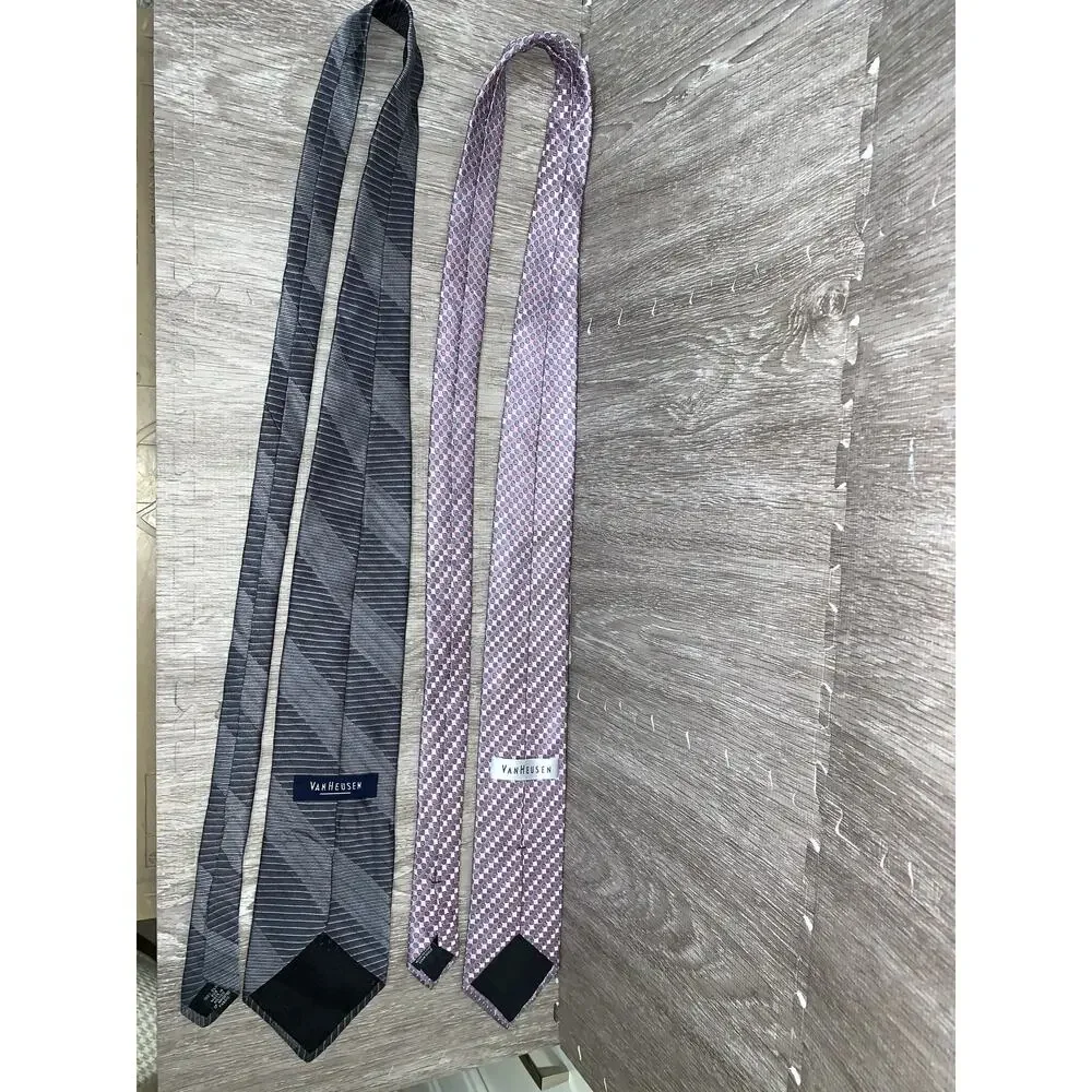 Van Heusen‎ Men's Silk Tie Set 3pc Striped Designer Formal Wedding